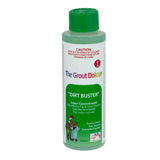 A 250ml bottle of The Grout Doktor 'Dirt Buster' grout cleaner, featuring a green cap, white label, and green lower section with product details and a cartoon illustration.